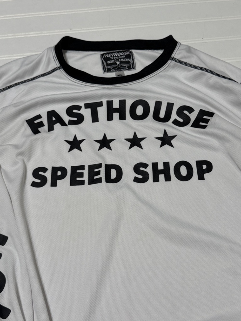 Fasthouse Speed Shop Men’s Long Sleeve Performance Jersey - White/Black - Picture 3 of 7